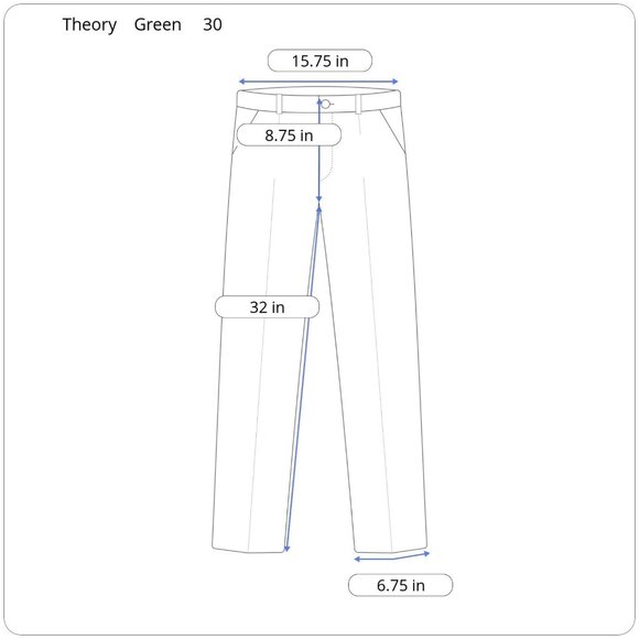 Theory Haydin Straight Slim Fit 5 Pocket Pants Mens 30 x 32 Green Twill Stretch - Picture 3 of 10